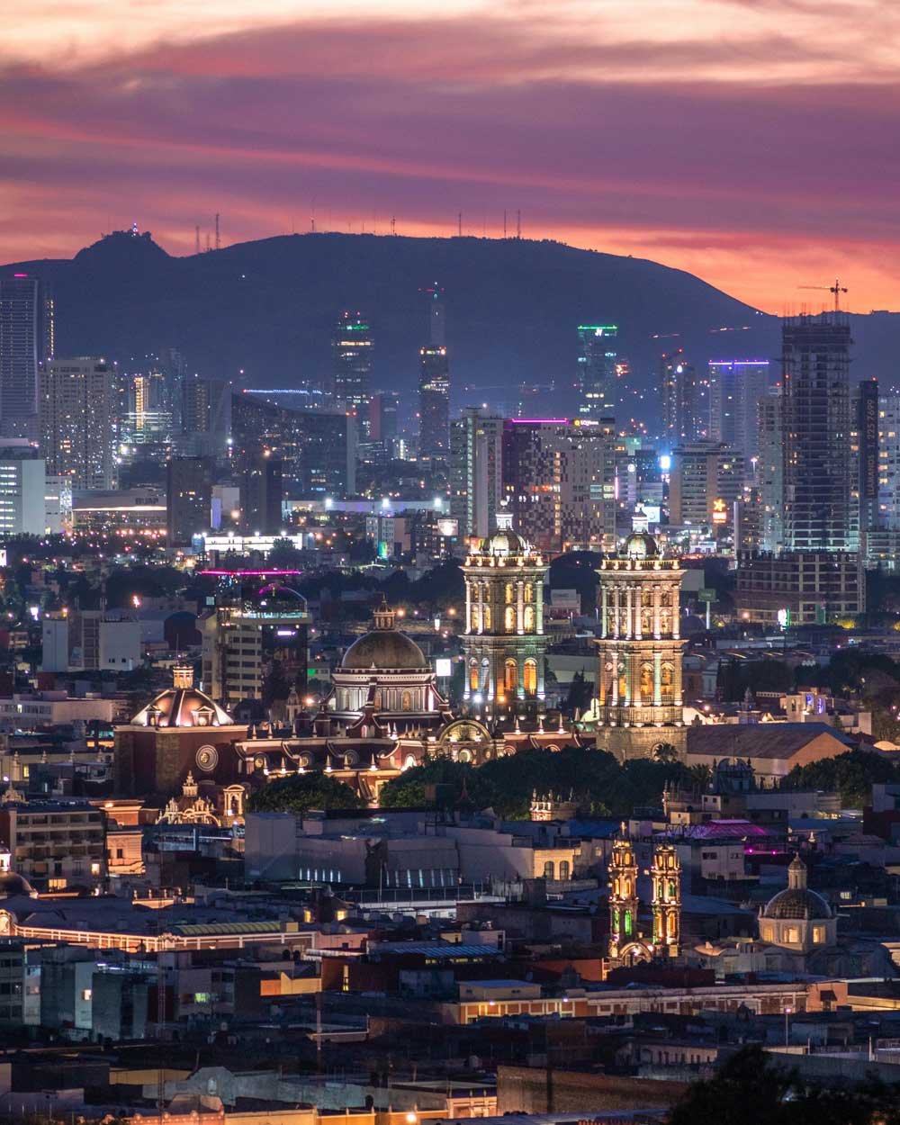 Puebla Urbana atardecer